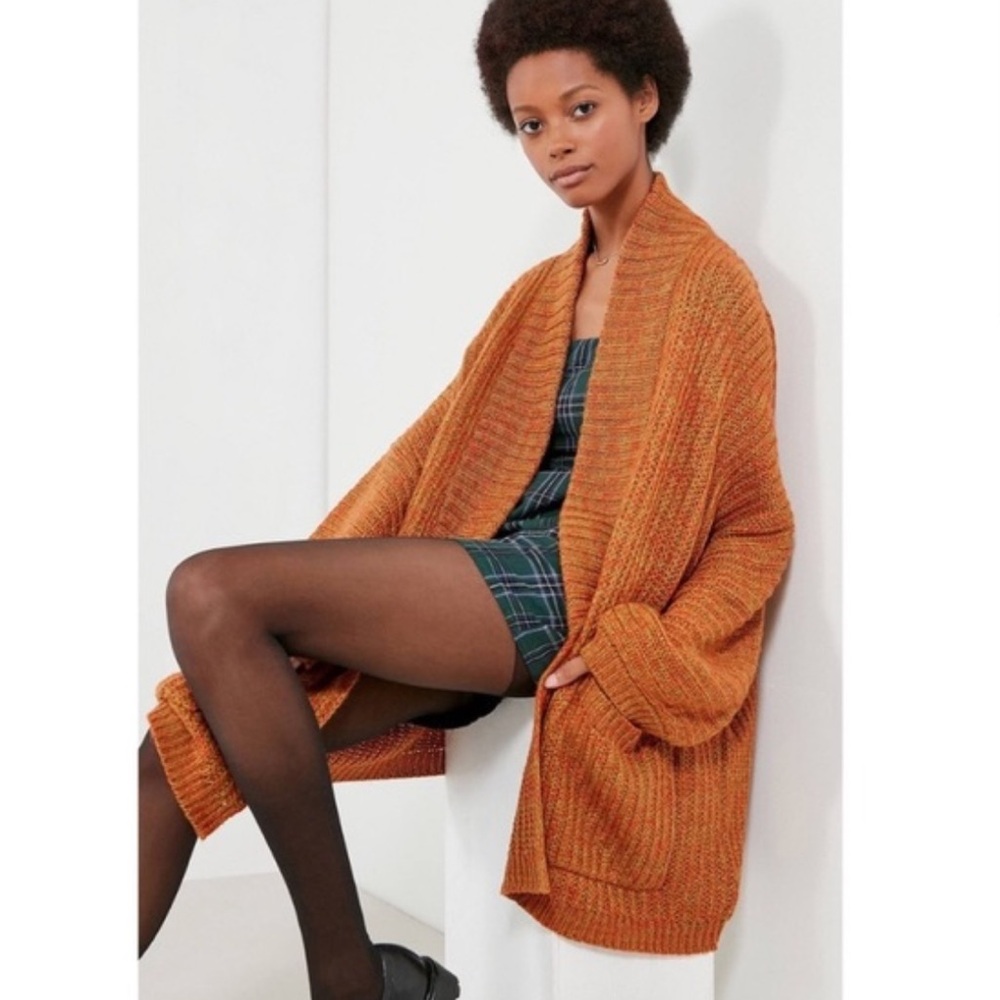 Urban Outfitters Chunky Knit Oversized Cardigan Sweater XS – Rust Orange Mix